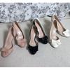 2025 New Cream White Side Empty Single Shoes Sweet Wind Round Head Bow High Heels Light Mouth Stiletto Retro