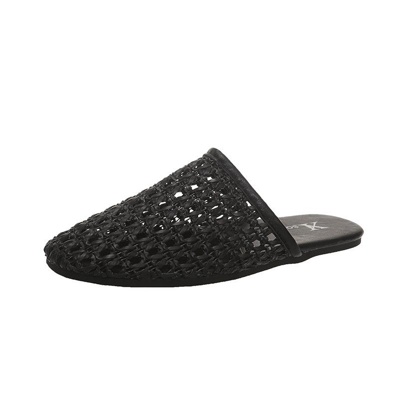 Французские дышащие плетеные сумки-головки тапочки-полуботинки женские лето 2025 новые модные универсальные для улицы нишевые крутые тапочки