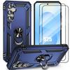 Protective Case - BOOLING - for Samsung Galaxy S25 - Navy Blue - Shockproof - Rotating Ring