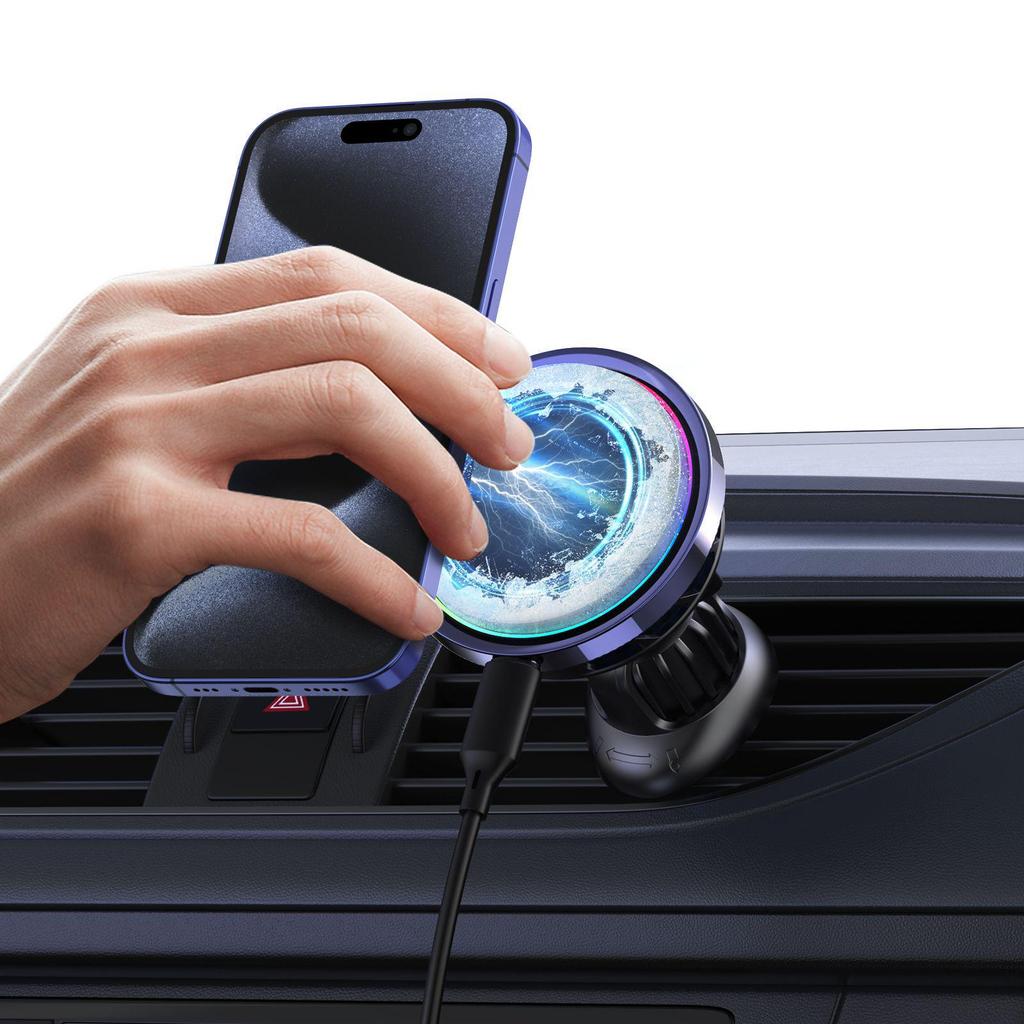 QI2 Magnetic Wireless Car Charger with LED Light and Fast Cooling