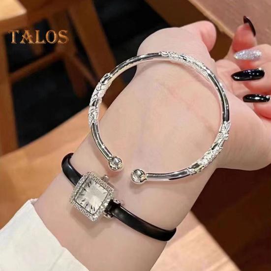 Women Bangle Adjustable Opening Design Floral Embossed Polished Alloy Ethnic Style Wrist Jewelry for Everyday Special Occasions
