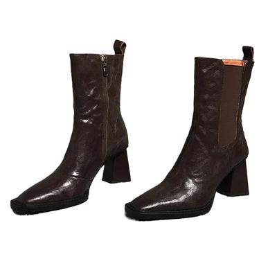 Ботильоны на высоком каблуке для женщин Обувь с острым носком Трендовая обувь Модные ботинки Челси Дешевая обувь Распродажа