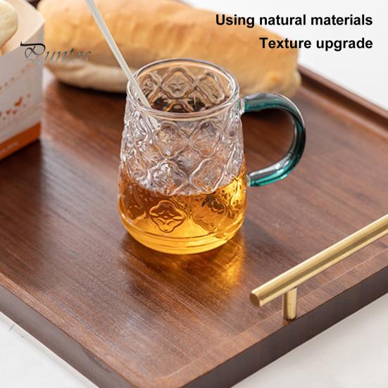 Бамбуковый поднос для чашки чая с металлической ручкой в ​​деревенском китайском стиле, большая вместимость, прямоугольная деревянная подставка для сервировки фруктов, стеллаж для хранения кухонных принадлежностей