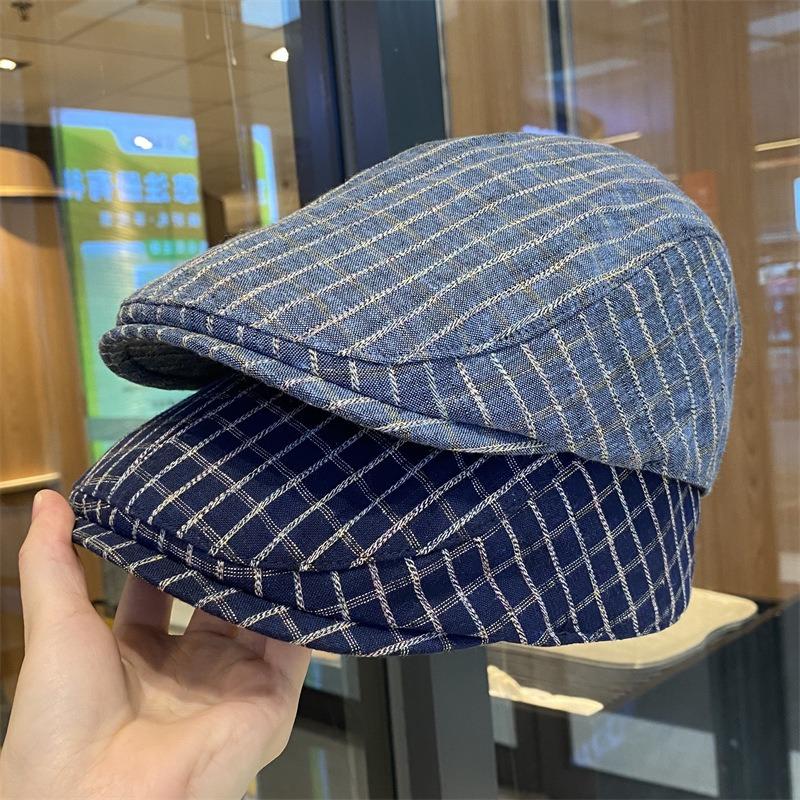 Ретро клетчатая кепка вперед осенне-зимняя универсальная для лица кепка с козырьком литературная уличная защита от износа берет художника