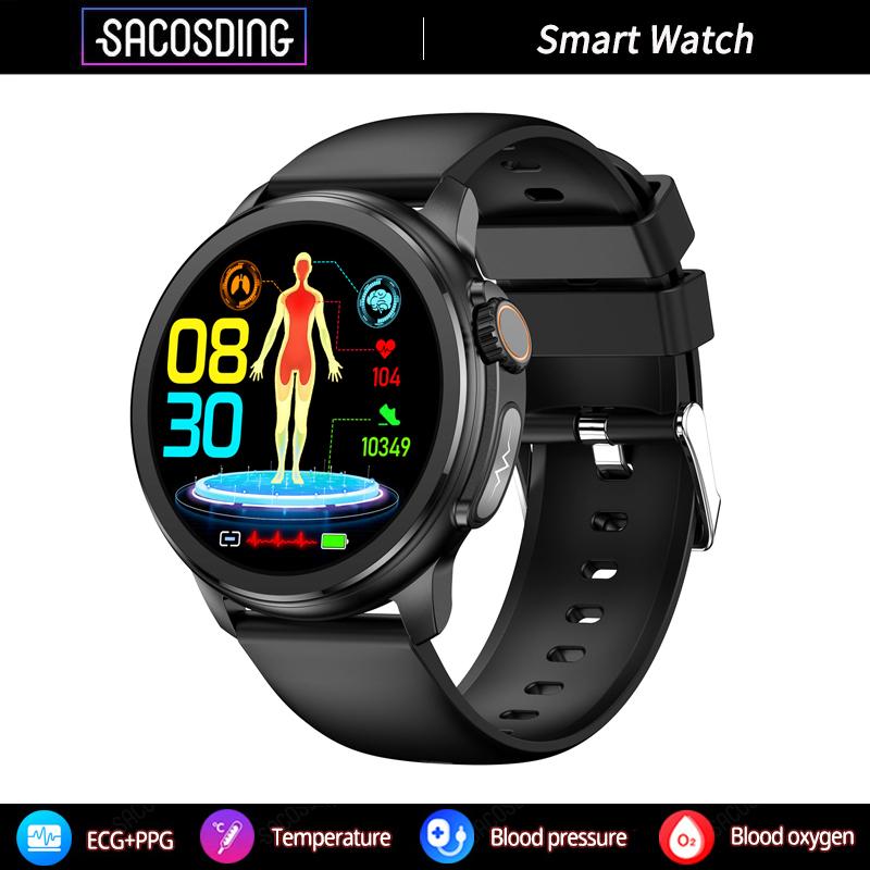 SACOSDING 1,43-дюймовый HD-экран, Bluetooth-вызов, ЭКГ, умные часы для мужчин и женщин, кровяное давление, кислород, частота сердечных сокращений, трекер упражнений, ET481