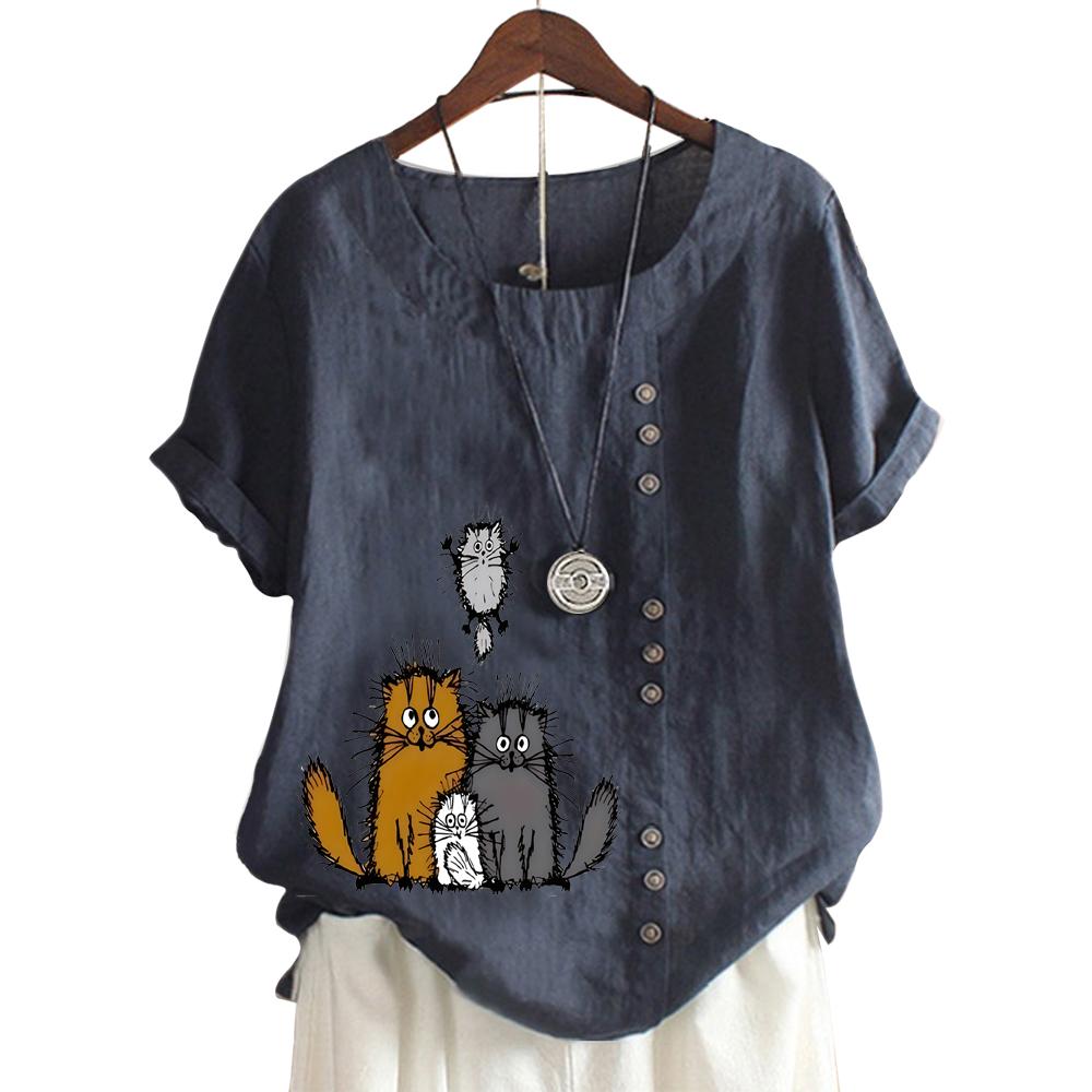 Женский повседневный топ с короткими рукавами, круглым вырезом и 11 уникальными цветочными принтами