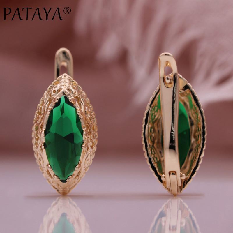 PATAYA Красно-зеленые серьги-капли в виде лошади, трендовые женские серьги из розового золота, винтажные серьги ручной работы