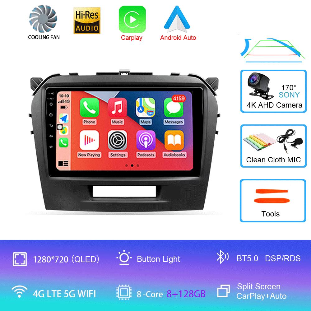 Автомобильное радио Android 14 Carplay Auto для Suzuki Vitara 2015 2016 2017 2018 2019 Мультимедиа Видеоплеер Навигация GPS Стерео Аудио