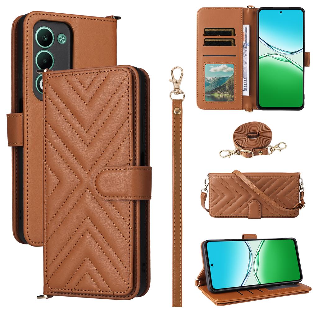 Чехол для Oppo A5 5G/4G/A5m с плечевым/кистевым ремешком Кожаный чехол для телефона Подставка Кошелек