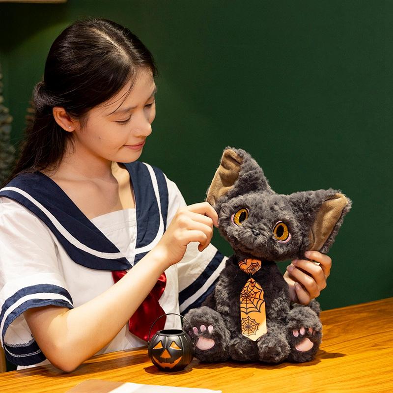 Kawaii Хэллоуин Темный Девон Кот Плюшевая кукла Подушка Тыквенный Фонарь Ведьма Девон Кот Плюшевая игрушка Праздничный Декор Подарок для Девочек и Мальчиков