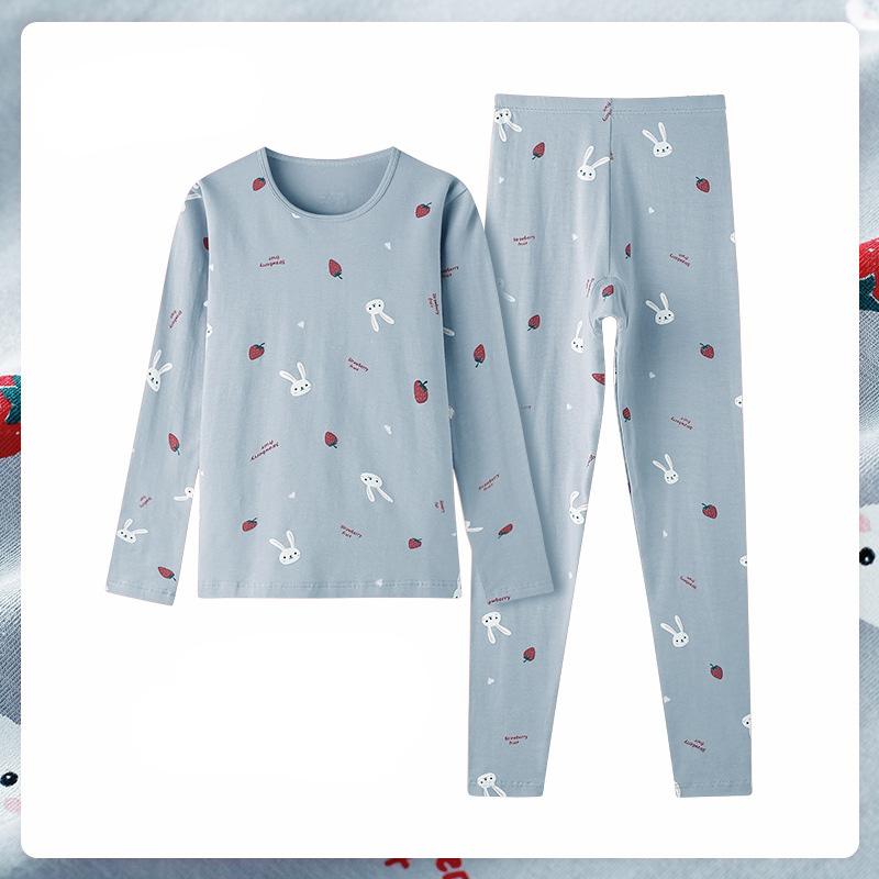 Осенне-зимний хлопковый цветочный женский термобелье с принтом, тонкий теплый костюм