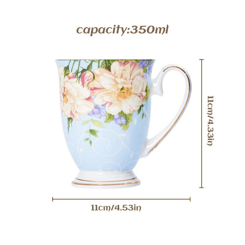 350ml Ceramic Coffee Mug Vintage Bone China Coffee Cup Mug Printed Teacup Breakfast Mug Drinkware Kitchen Accessories