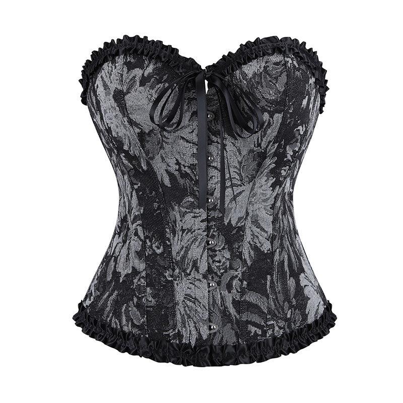 Женский Корсет Body Shapewear в Дворцовом Стиле с Жаккардовым Кружевом и Воланами, Масляная Живопись Моне