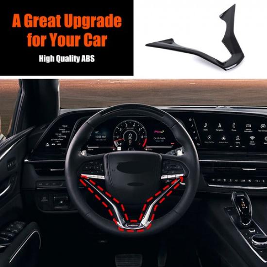 Glossy Piano Black ABS Steering Wheel V-Frame Trim For Cadillac Escalade -23