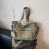 Large Capacity Tote Bag Canvas Bag Solid Color Student Crossbody Bag