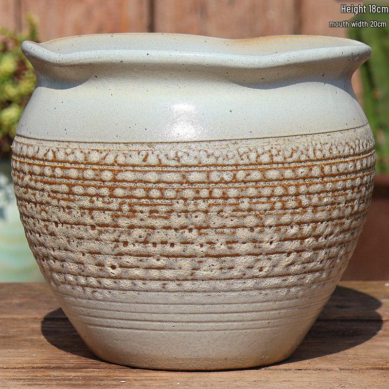 Retro Coarse Pottery Succulent Bonsai Floor Pot for Indoor Plants