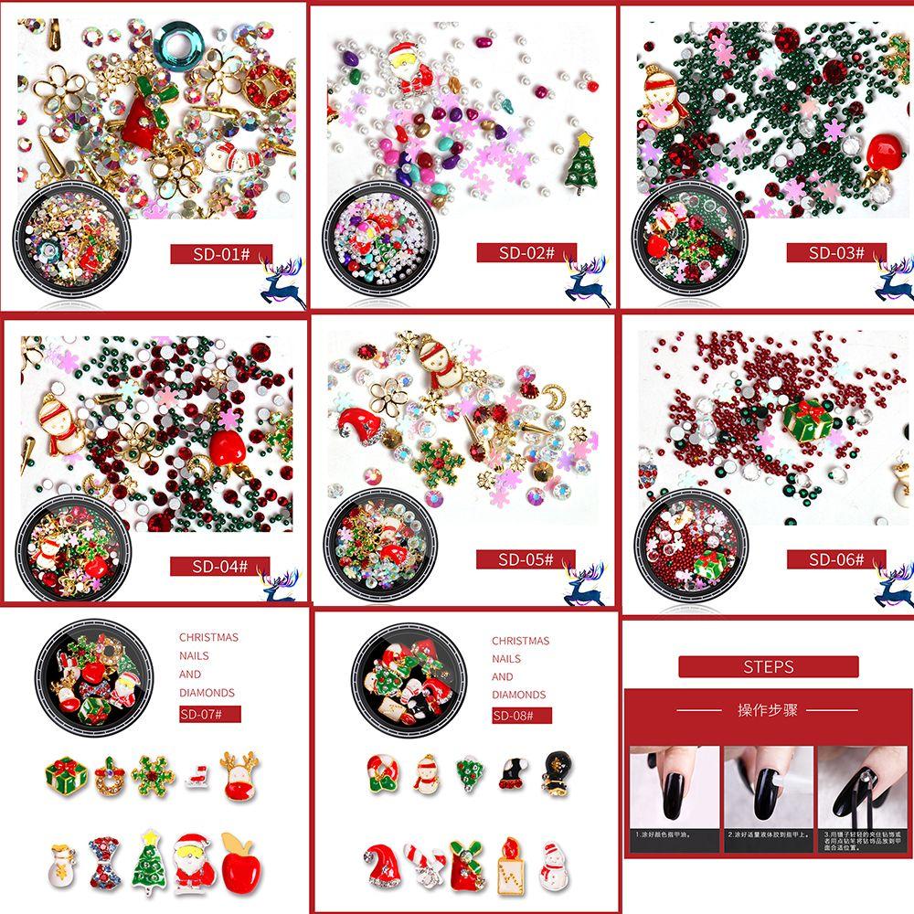 Xmas Tree Santa Manicure Decor Nail Art Decoration Nail Supplies Jewelry Christmas Nail Rhinestone
