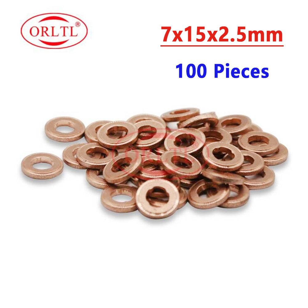 ORLTL 100PCS Fuel Injector Copper Washers F00VC17504 Diesel Nozzle Shims F00VC17503 F00VC17505 Auto