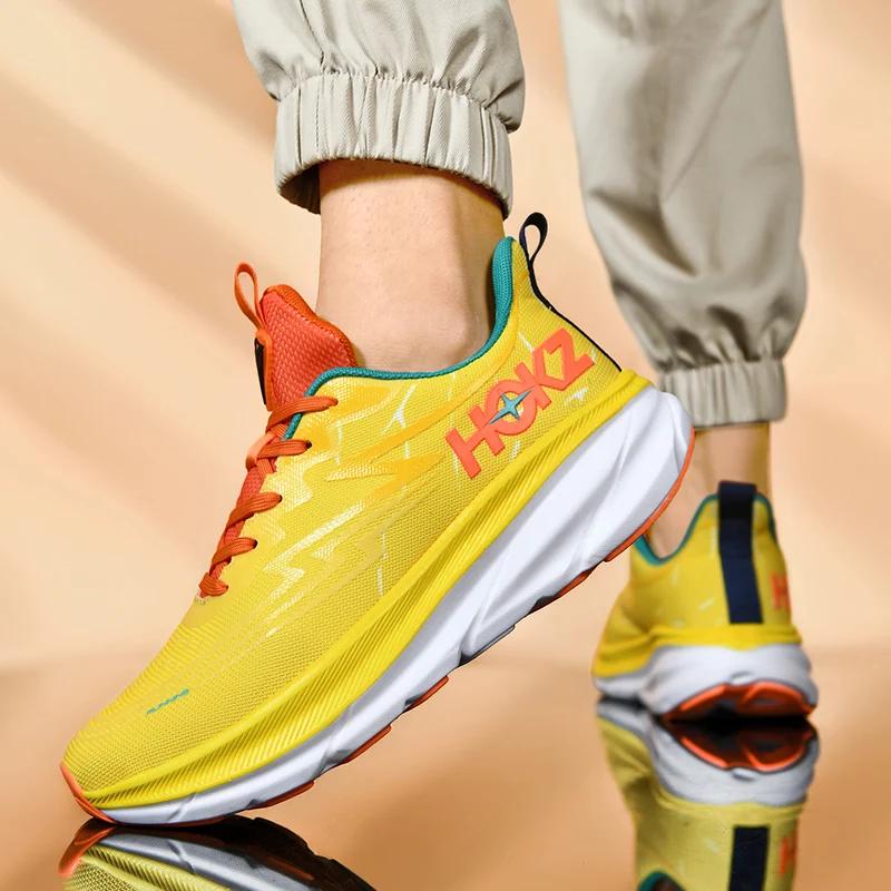 Мужская обувь для бега Кроссовки для джоггинга Уличная амортизирующая гоночная обувь Нескользящая Роскошная обувь Дышащая сетка Для пары Внедорожные кроссовки