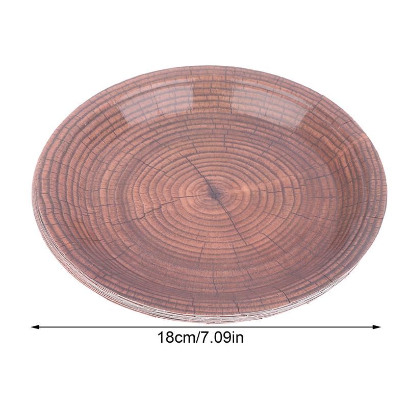 10 шт. 7-дюймовая ретро-имитация древесного зерна одноразовая посуда тарелка бумажный поднос украшение на день рождения праздничная вечеринка предмет домашнего обихода
