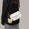 Womens Small Crossbody Bag With Rhombus Quilted Design Chain Strap Daily Commute