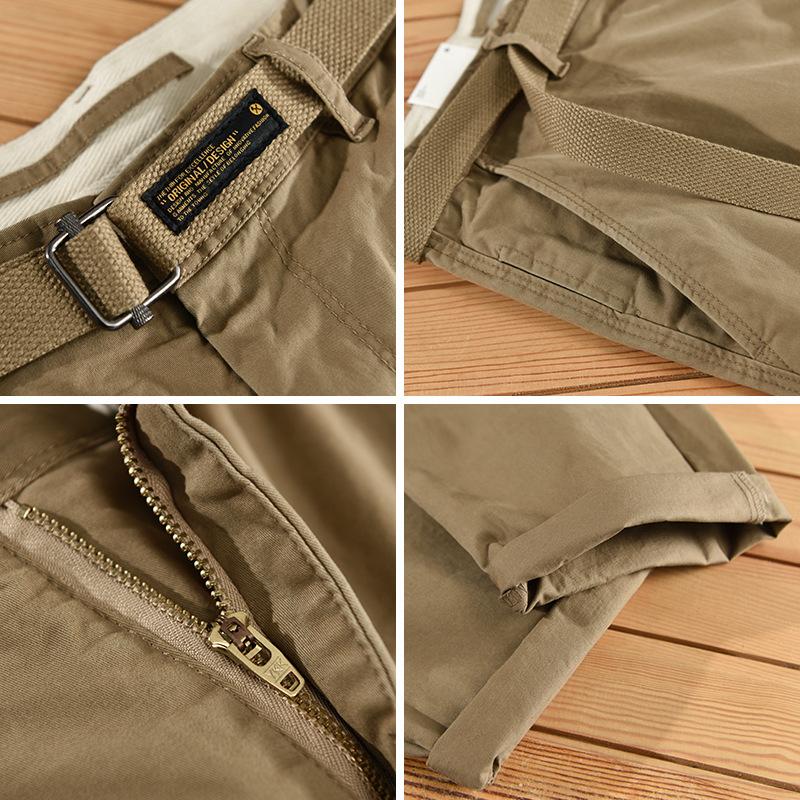 Spring and Autumn Men's Pants Japanese Style Cargo Pants Causal Cotton Soft and Comfortable Baggy Khaki Pant with Belt