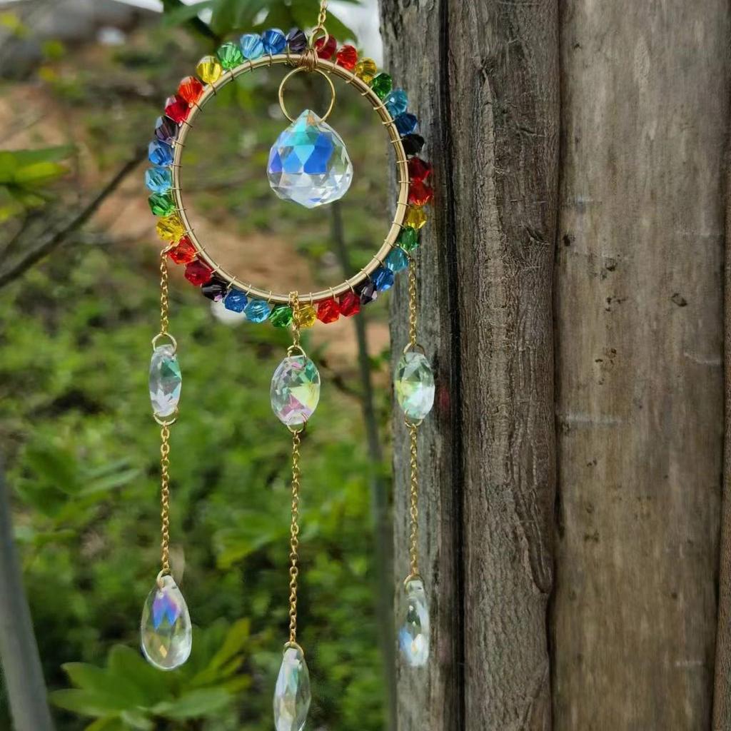 Радужный хрустальный ловец солнца и подвеска-колокольчик