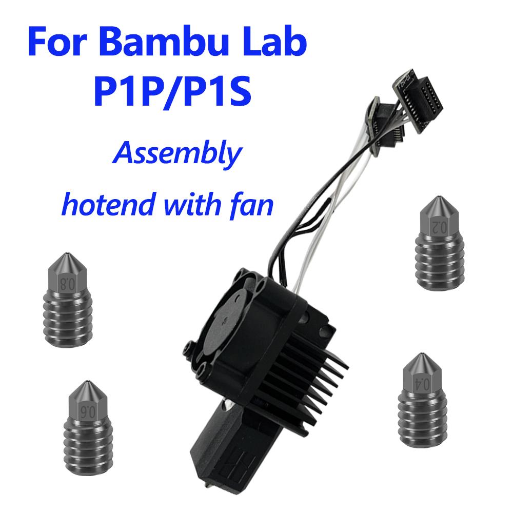 For Bambu Lab P1s Upgrade Hotend V2 with Fan P1P Thermistor Complete P1S 0.2 0.4 0.6 0.8 Hotend P1P Accessories 3D Printer Parts