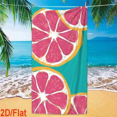 Teal Background Big Grapefruit Slice Pattern Quick Dry Sand Resistant Swimming Beach Towel