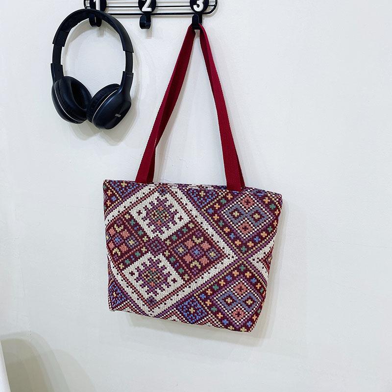 Осенняя новая сумка через плечо в этническом стиле, вместительная переносная сумка-тоут, популярная в этом году вязаная универсальная женская сумка для поездок на работу