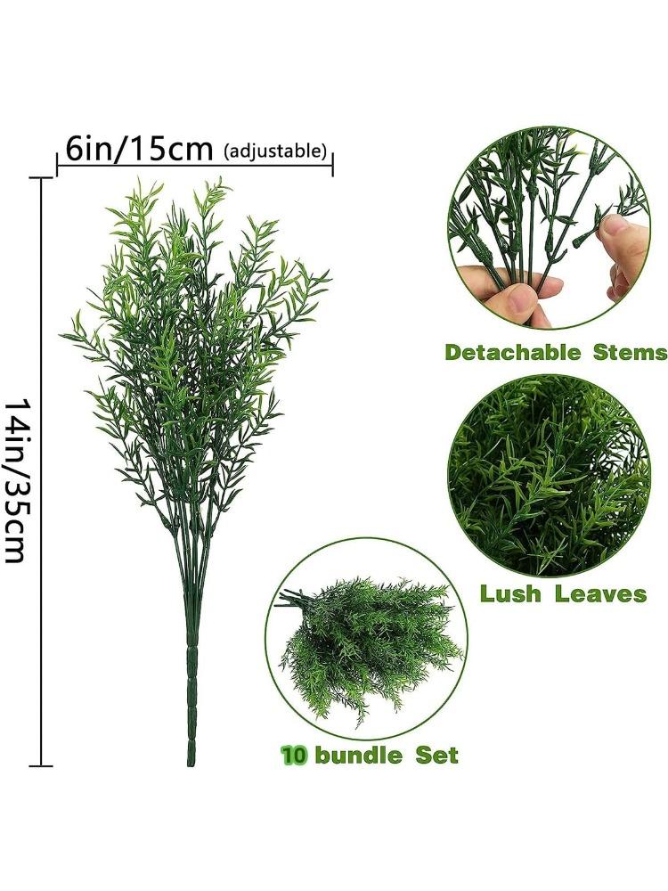 10 пучков искусственных растений, трава, не выцветающие искусственные пластиковые цветы для фермерского дома, сада, крыльца, патио, свадебное украшение, зелень, искусственные растения, устойчивые к ультрафиолетовому излучению