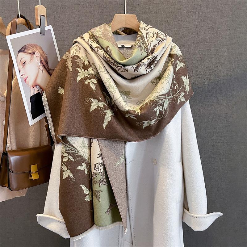 Fashion Luxury Thicken Warm Winter Women Scarf Imitation Cashmere Shawl Pashmina Scarves Female Wrap Blanket Ladies Poncho