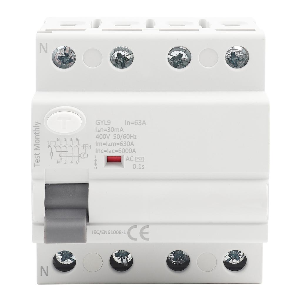 GYL9 4P 400VAC RCCB Residual Current Circuit Breaker Electric Leakage or (63A)