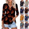 Женская модная повседневная рубашка на пуговицах с принтом, топ с рукавами 3/4