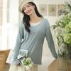 Long Sleeve Female Cold Basic Warm Shirt Fake Two Piece Bottoming Shirt Casual Clothes Round Neck Knit Shirt Tops Women Loose Solid Color Thin V-neck