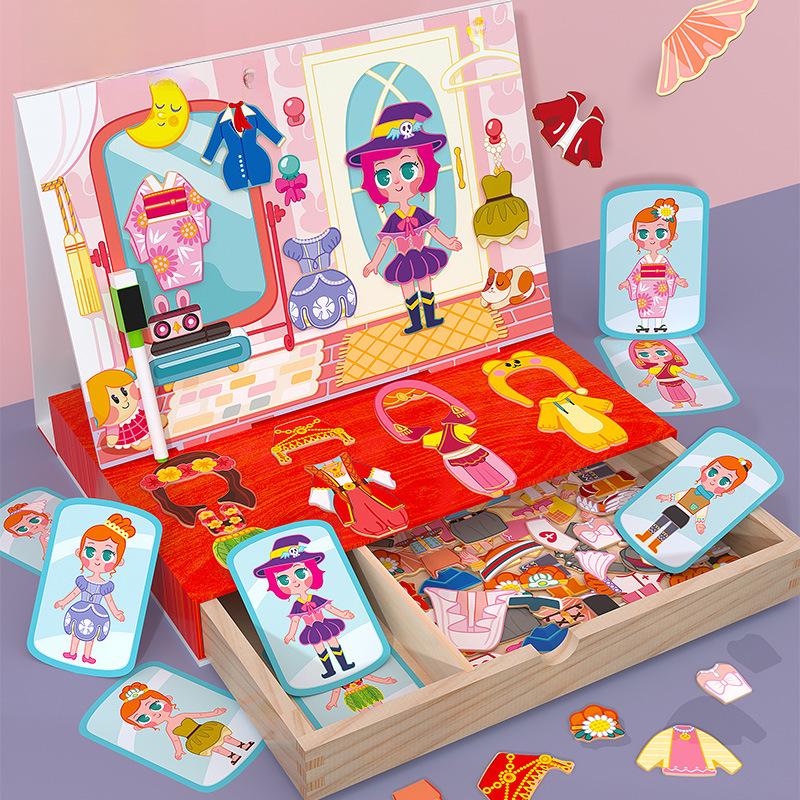Magnetic Wooden Dress-Up Puzzle Board for Kids