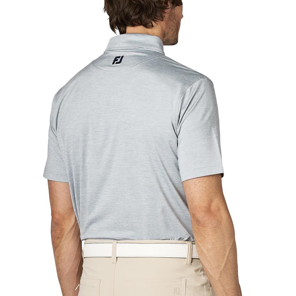 FootJoy Men's Heather Print Short Sleeve Button-Down Golf Shirt, Gray, Size M (FJ-S25-S17, 34540-M)