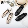 Bowtied Decorate Flat Foldable Shoes Ladies Soft Heel Pregnant Flats Square Toe Cozy Ballet Flats Women Roll-up Creepers Loafers