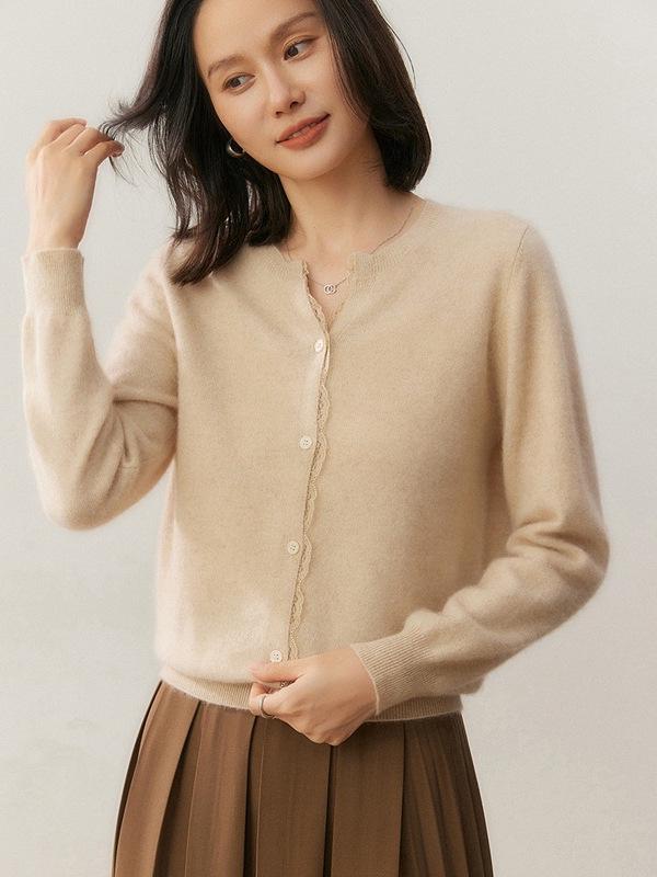 Autumn Cashmere Korean Women's Lace Knit Cardigan Sweater