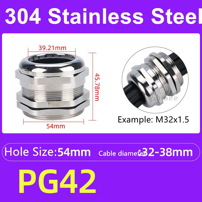 1Pcs Waterproof Cable Gland 304 Stainless Steel Glands IP68 PG7 PG9 Metal Joint PG13.5 PG16 Cable Fixing Seal Joint Fit 3-52mm