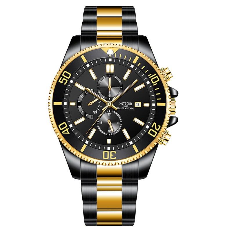 Fashion Mens Sports Watches Man Luxury Luminous Clock Men Business Waterproof Calendar Date Stainless Steel Quartz Wrist Watch