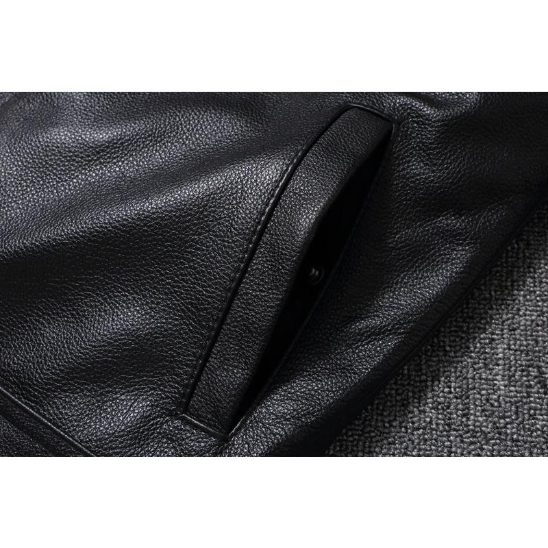 Китайский размер Повседневная натуральная воловья кожаная мужская куртка облегающая черная кожаная куртка мужское пальто мужская кожаная куртка весна осень