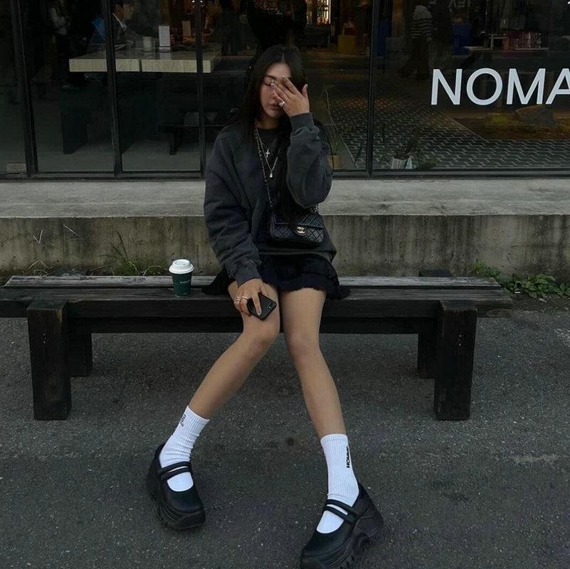 Fashion Thick-Soled Mary Jane Women'S Shoes 2025 New Style Versatile Velcro Ballet Shoes Single Shoes Small Leather Shoes