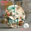 Tin Sign Straw Hat with Bird & Floral Art, Waterproof Metal Poster for Home Wall Decor