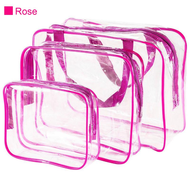 Multi-function Trend Transparent Waterproof Wash Bag Travel Storage Bag Cosmetic Bag Pvc Three-piece