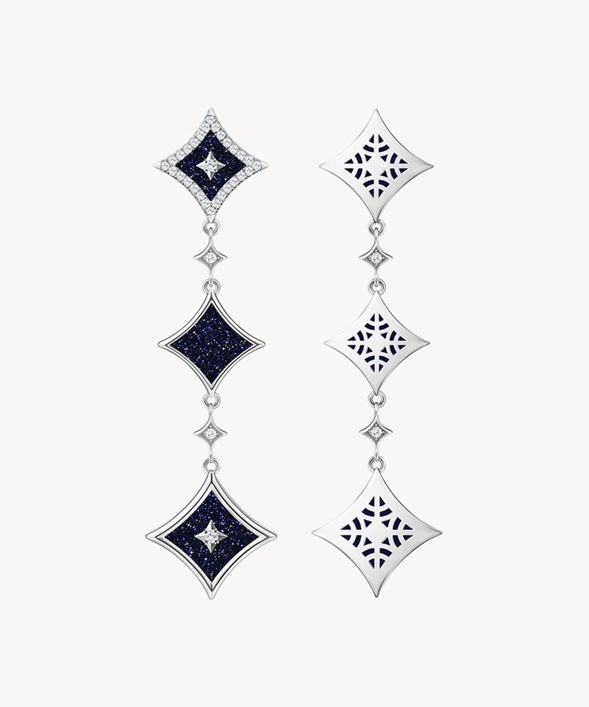 Lola Rose Starry Blue Sandstone Chain Silver Earrings