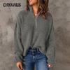 Plus Size Women's Half Open Collar Long Sleeve Women's New Autumn Solid Color Loose Turtleneck Pit Pullover Sweater