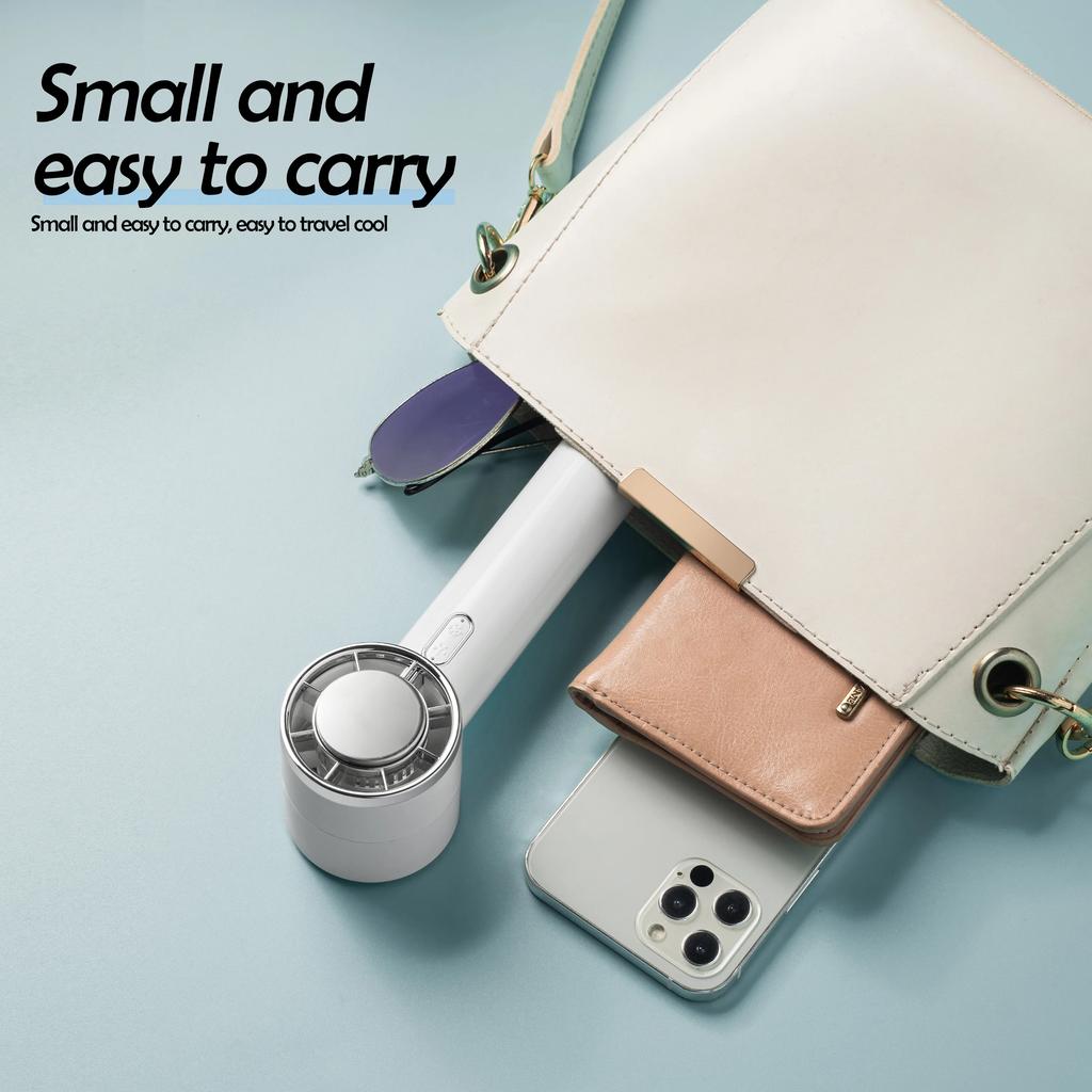 Новый мини ручной турбо-вентилятор с 5 скоростями и регулируемым ветром, USB-зарядкой, мощным ветром, вентилятор с функцией холодного компресса с портативным крючком