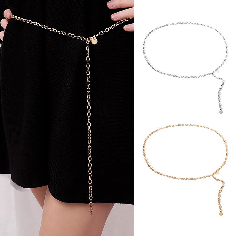 Women Lady Waist Chain Belt Metal Gold Silver Color Waistband Chain Belt