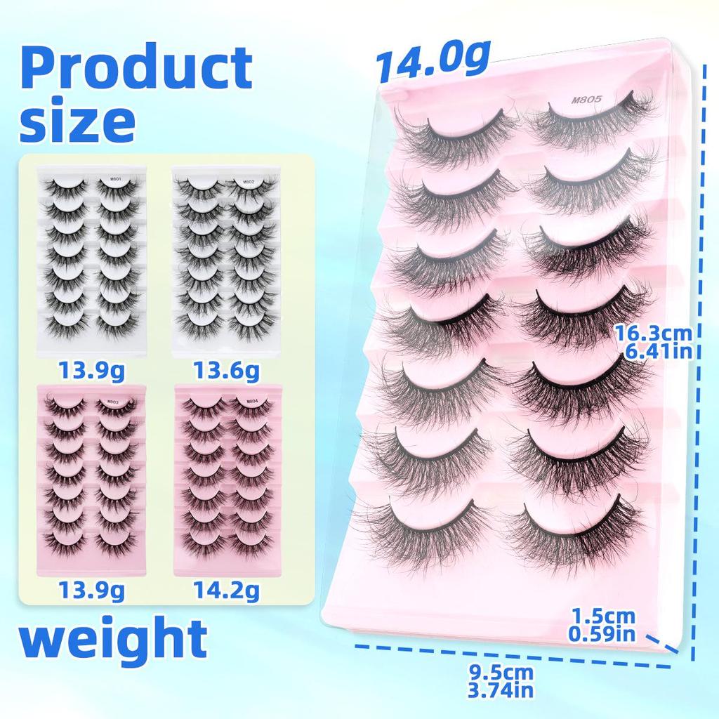 7 Pairs Fluffy 3D Eyelashes: Natural, Dense, Exaggerated Mess for a Bold European & American Look